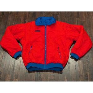 Columbia Ski Jacket Reversible Mens Med Red Blue Insulated Nylon Puffer Bomber